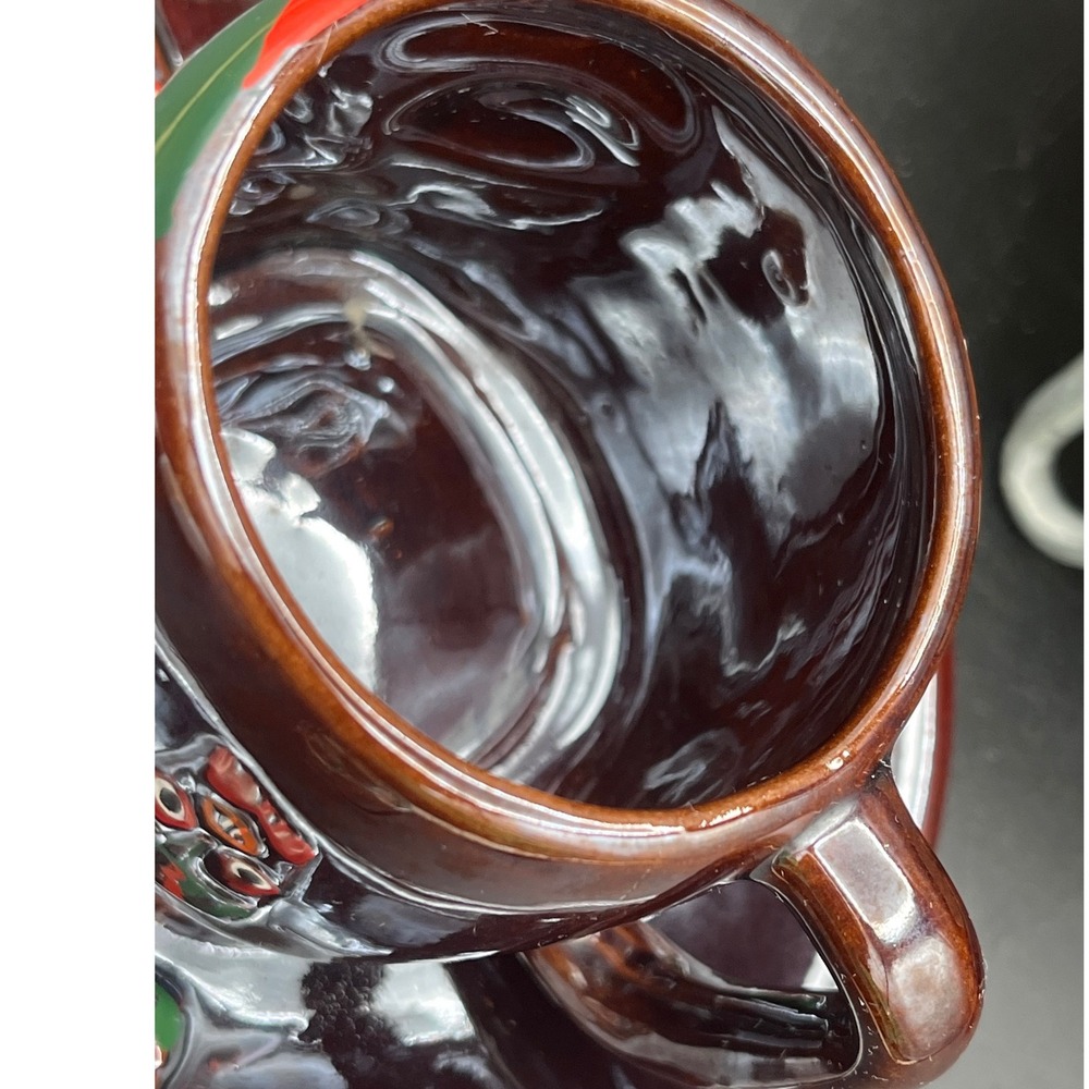 Vtg VICTORIA CERAMICS Tiki Totum Demitasse Cup & Saucer Japan Set of Two 60s - Picture 8 of 12